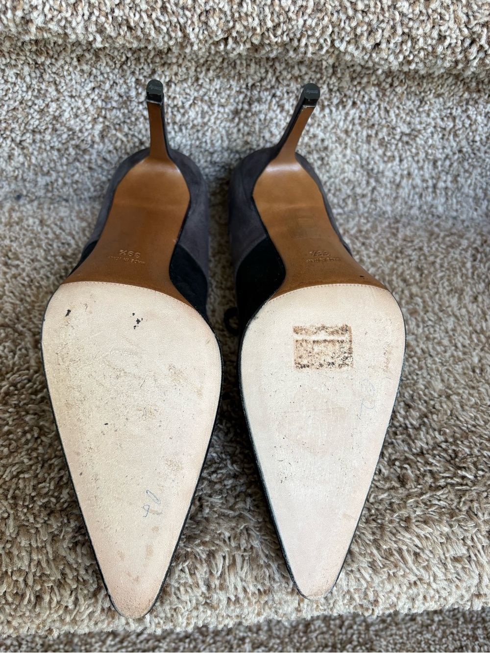Christian Dior Women's Two-Tone Suede Pointed-Toe Mary Jane Pumps - Black & Gray - Picture 13 of 13